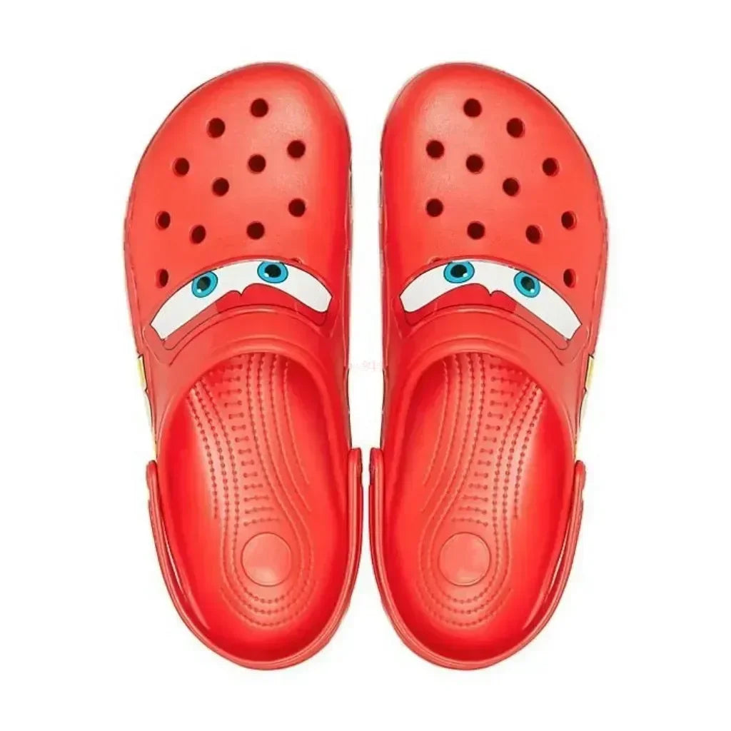 Disney Aoger Lightning Mcqueen Pixar Cartoon Solid Waterproof Slippers Outdoor Beach Shoes Sandals Casual Ankle-wrap Eva Shoes