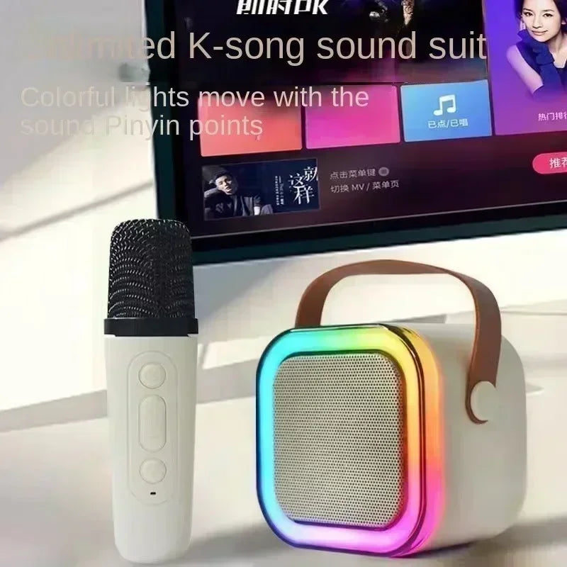 Bluetooth K12 Karaoke Machine Portable 5.3 PA Speaker System with 1-2 Wireless Microphones Home Family Singing Children's Gifts