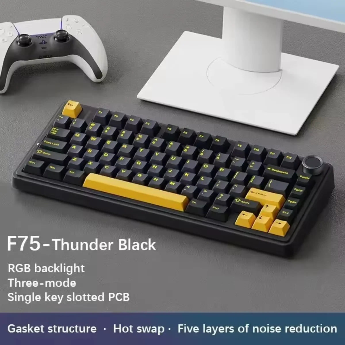 AULA F75 Mechanical Keyboard Wired/2.4G Wireless/Bluetooth RGB PBT 75% Layout OEM Profile Gasket Customized Pc Gaming Keyboard