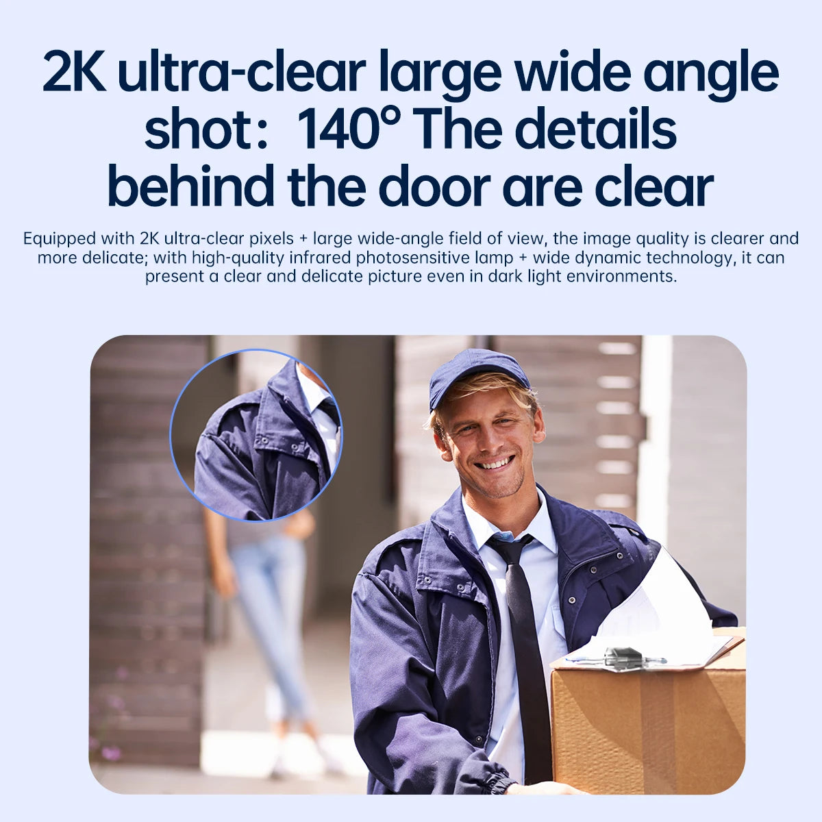 JOOAN 2K HD wireless doorbell camera, smart doorbell video Home Intercom HD night vision 2.4G WIFI rechargeable security doorbel