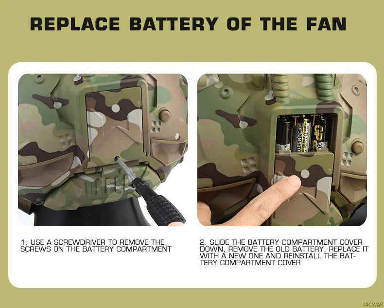 Assault I Airsoft Helmet Full Face, Tactical Helmet with HD Headset Anti-Fog Fan 2 Pairs Lens Flip Mask for Outdoor CS