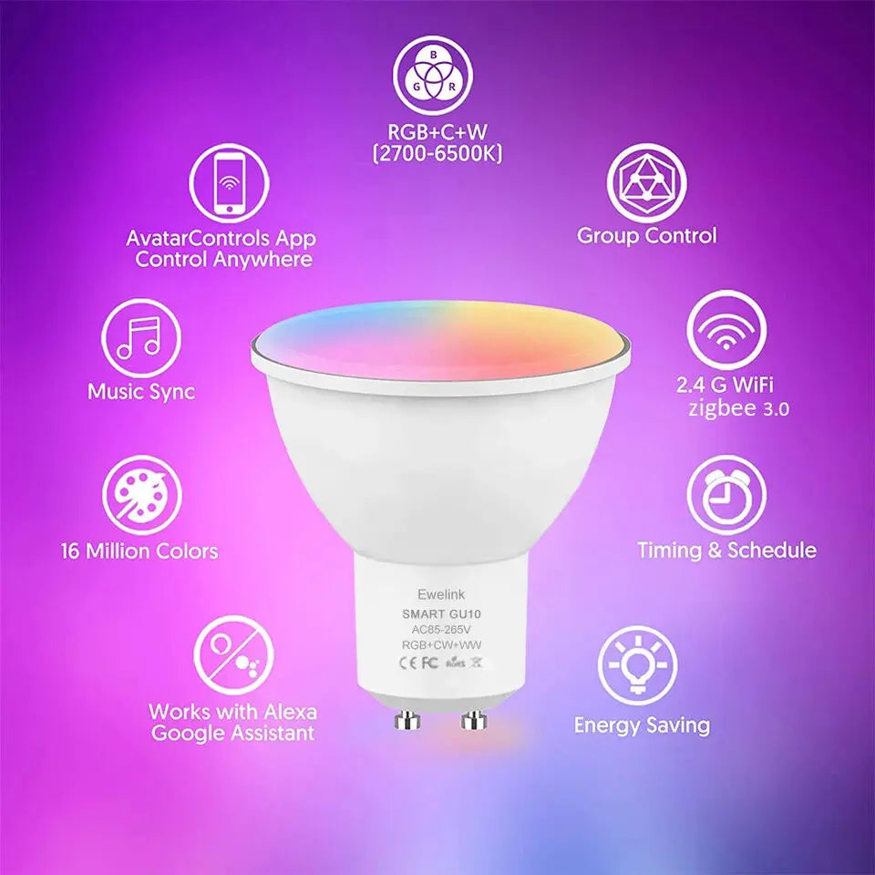 EWelink Smart Led Bulb Light GU10 Wifi/Zigbee Spotlight Lamps RGB CW WW APP Control Google Home Alice Yandex for Room Home Decor