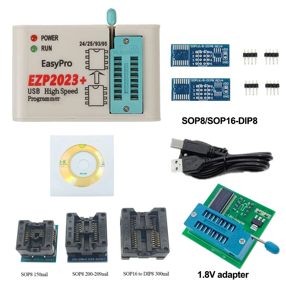 EZP2023 High-Speed USB SPI Programmer+12 Adapters Support 24 25 26 93 95 EEPROM 25 Flash Bios Chip Better Than EZP2019
