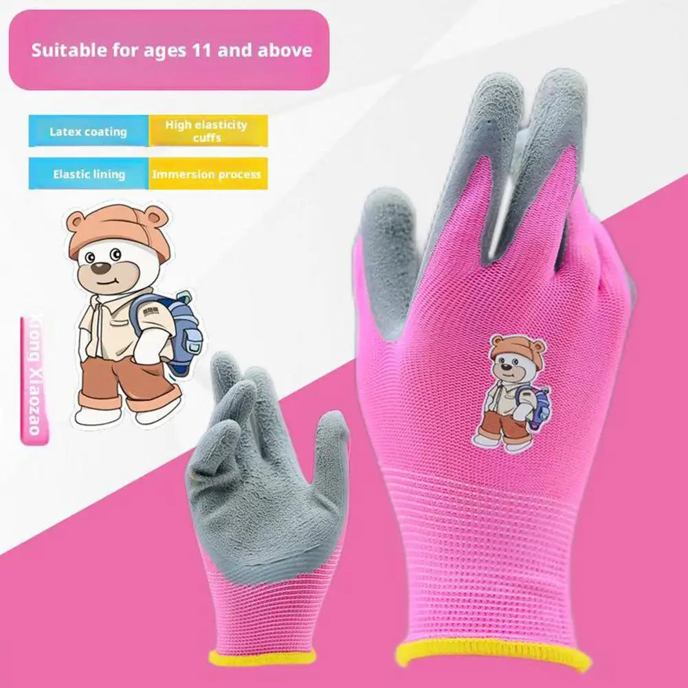 Gardening Gloves Kids Durable Waterproof Garden Work Gloves Non-Slip Children Safety Yard Work Gloves Portable Garden Supplies