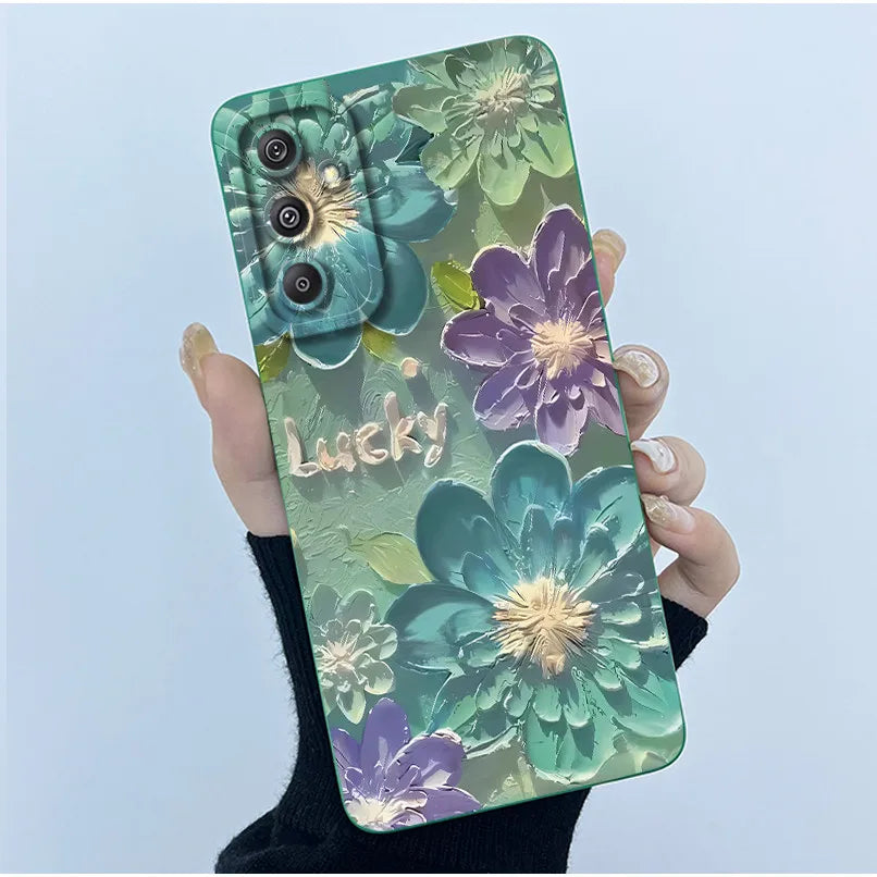 For Samsung Galaxy M34 M35 5G F34 5G Simplicity Flowers Liquid Shockproof Silicone Soft Phone Cover For SamsungM34 5G Case