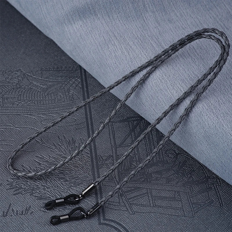 Thick Twist Sunglasses Leather Rope Chain Eyewear Braided Glasses Lanyard Strap Outdoor Sports Non-slip Eyeglass Accessories