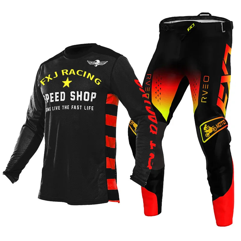 Motorcycle racing suit cross Mens Women'sMotocross Jersey Pant Kits Enduro MX MTB Off-road green red black pink yellow blue