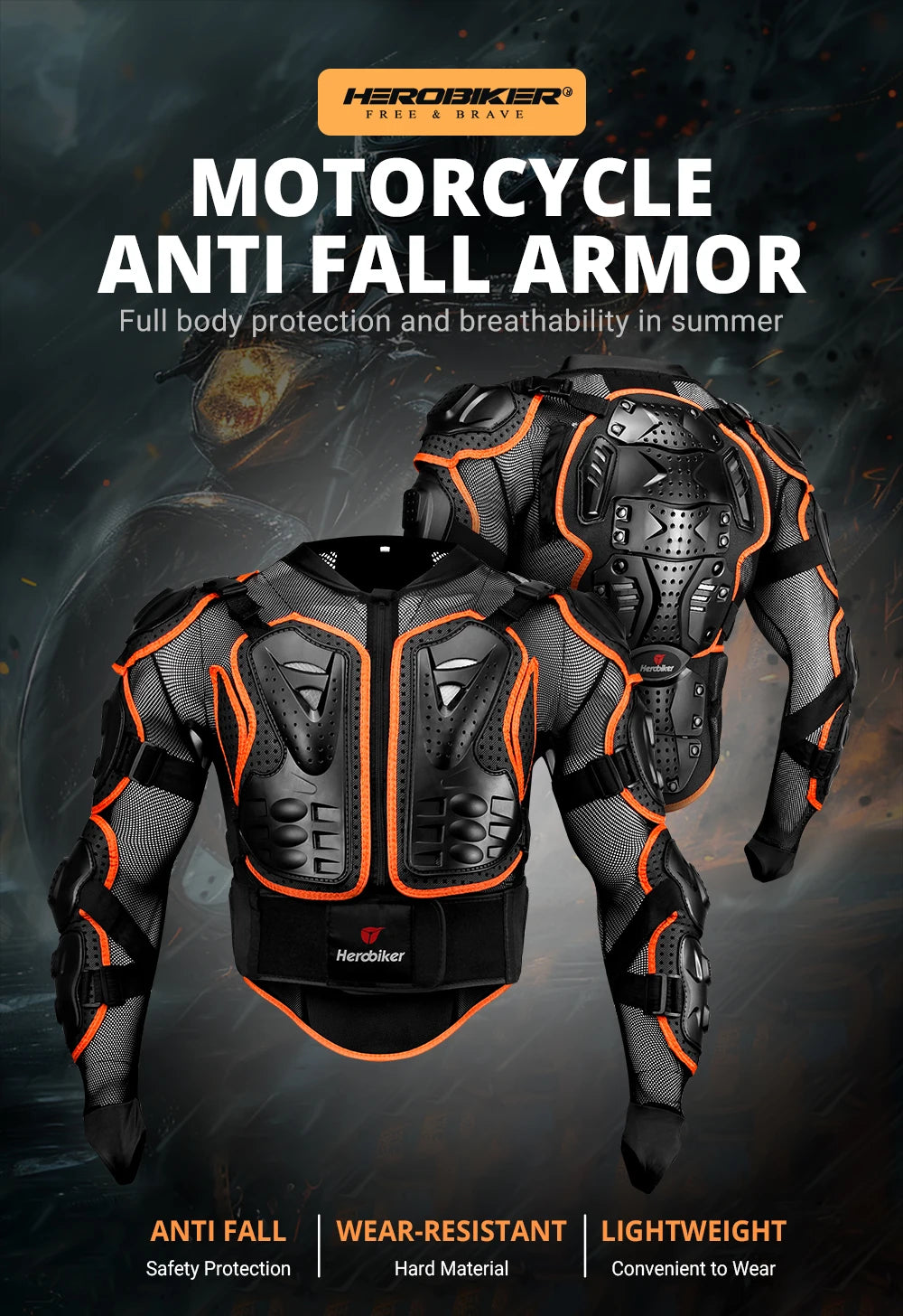 New Motorcycle Jackets Men's Full Body Armor Protection Jackets Motocross Enduro Racing Moto Protective Equipment Clothes S-4XL