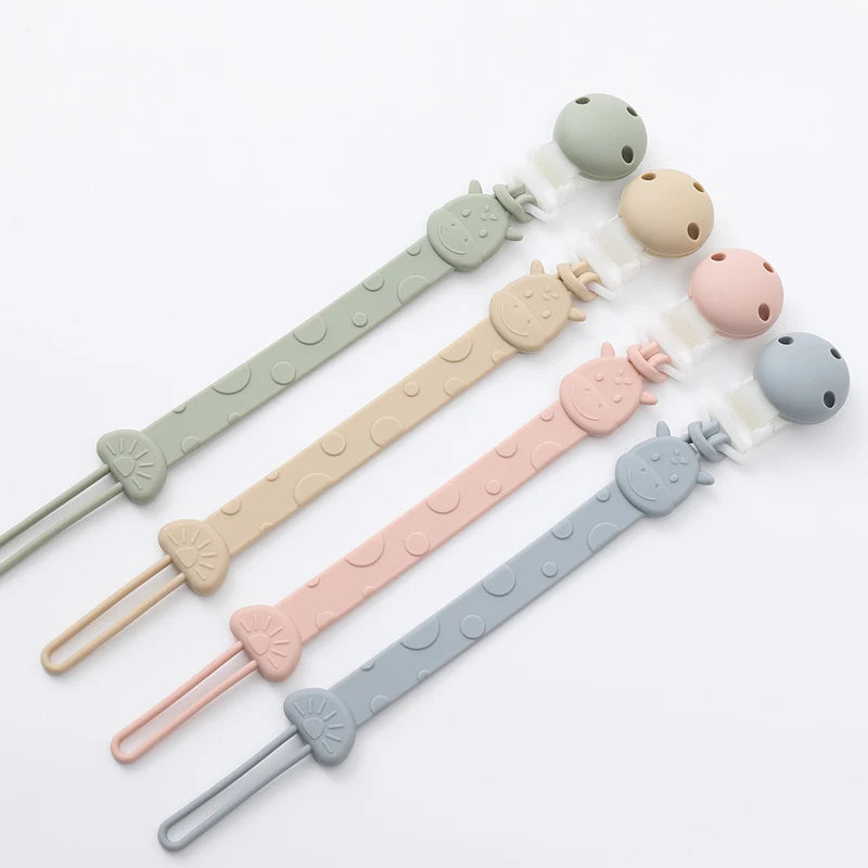 One-Piece Silicone Pacifier Clip Holder, Soft Flexible Pacifier Clips Binky Clips for Baby Boys and Girls,  Baby Accessories