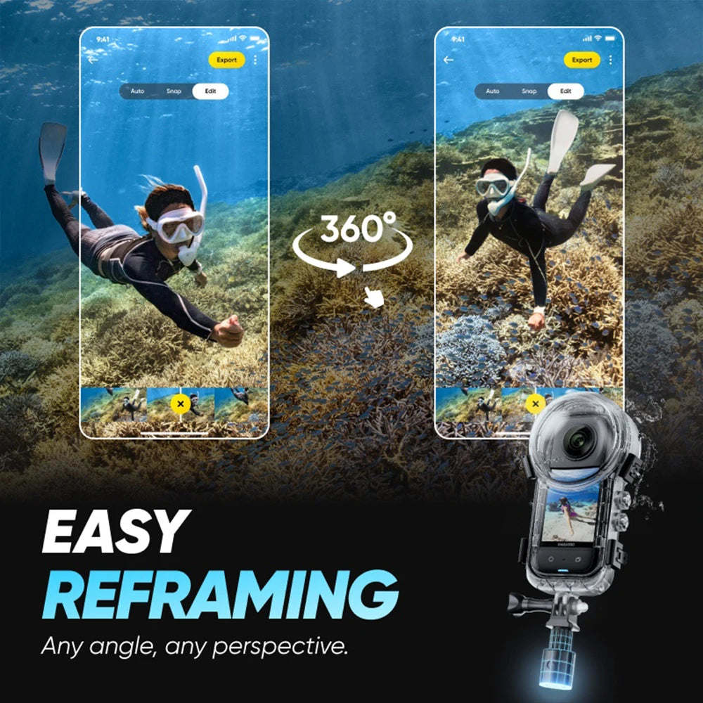 Dive Case for Insta360 X4 Waterproof Housing Cover for Insta360 X4 Invisible Diving Case Underwater 50M Dive Shell Accessories