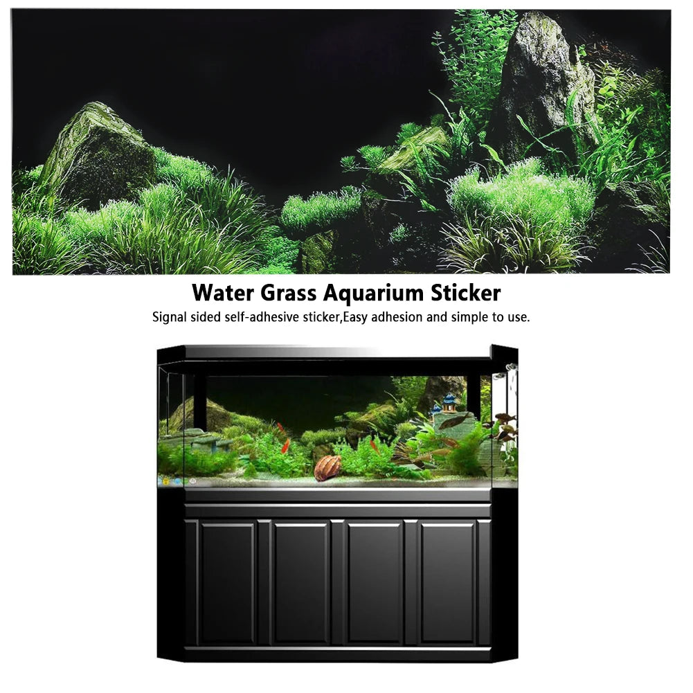 Aquarium Background Sticker Fish  Sticker Aquarium Fish  Seafloor Water Grass Background Decoration Painting PVC Sticker