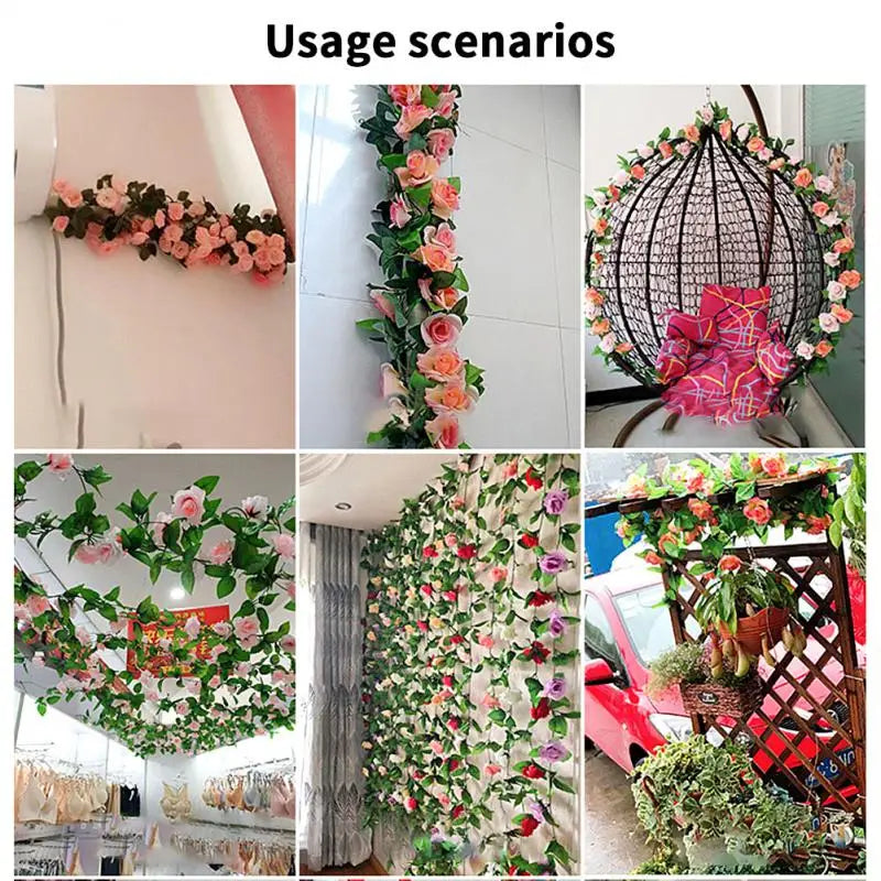 1/11Pcs Artificial White Flower Fake Rose Hanging 2.5M Vines Plants Leaves Artificials Garland Flowers Wedding Party Decoration