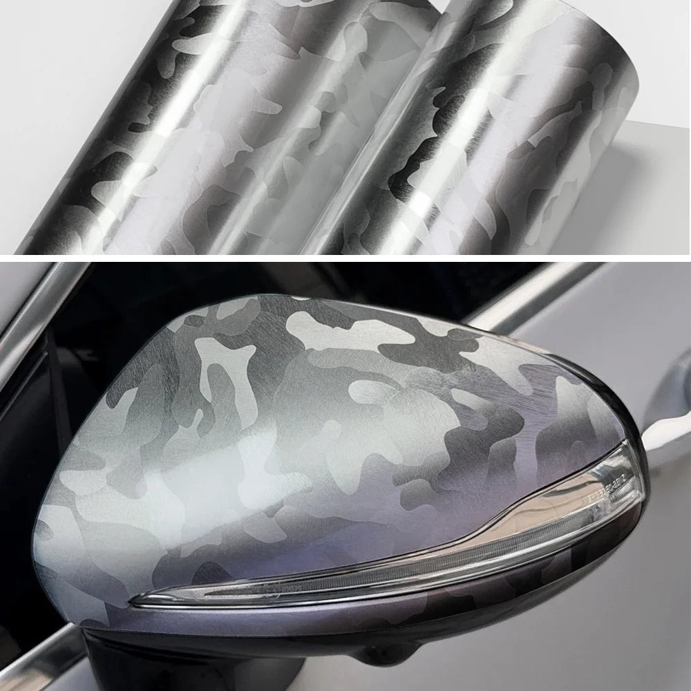 Carbon Fiber Sticker Ghost Silver Carbon Fiber Vinyl Wrap Films Glossy Car Sticker Anti Scratch Waterproof Decal Car Accessories