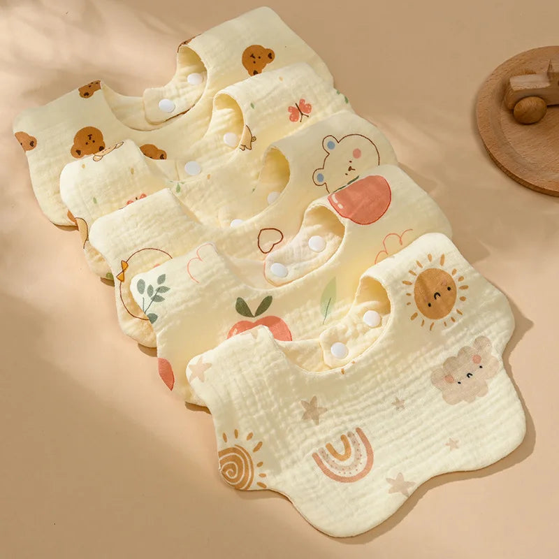 Cotton Gauze Baby Bib Babies Accessories Newborn Baby Apron Feeding Bib 6 Layer Muslin Burp Cloths Kids Saliva Towel New Born