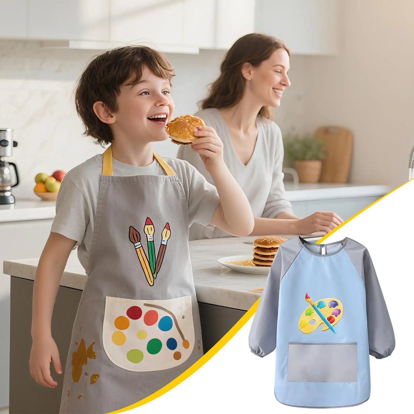 Toddler Smock For Painting Waterproof Children Apron Children Smock With Long Sleeves For Garden Painting Baking Preschool
