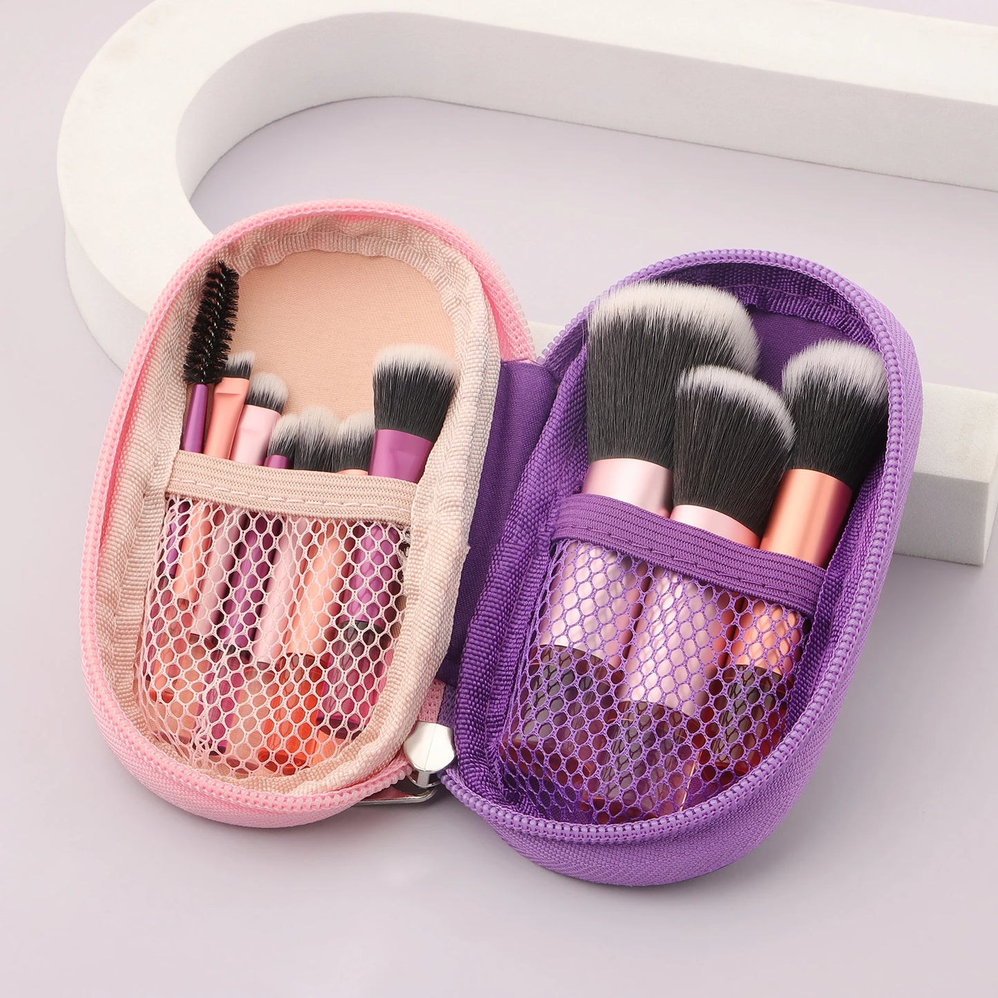 10pcs Makeup Brush Sets,Plastic mini with bag multifunctional Makeup Brush at home or On-the-Go Brush Professional Makeup tool