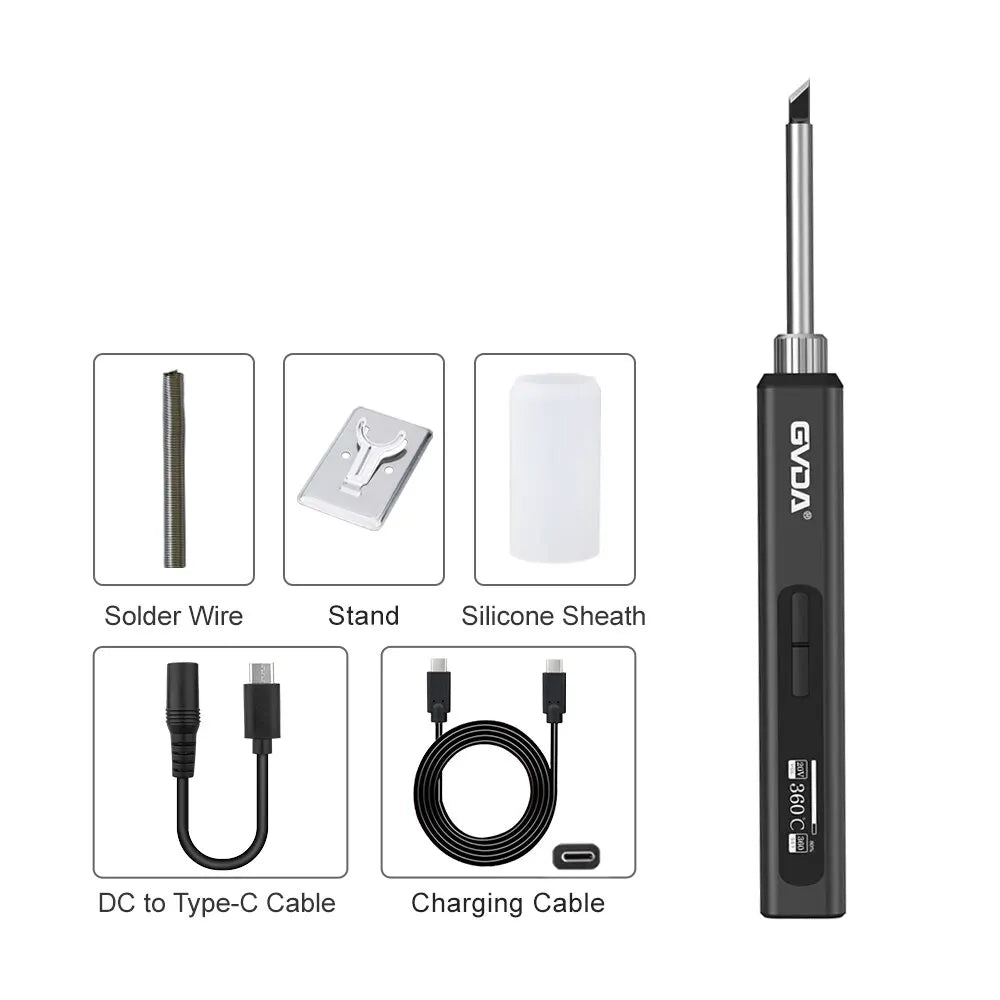 GVDA Smart Electric Soldering Iron 65W Adjustable Constant Temperature Fast Heat Portable Soldering Iron Station Kits with Tips