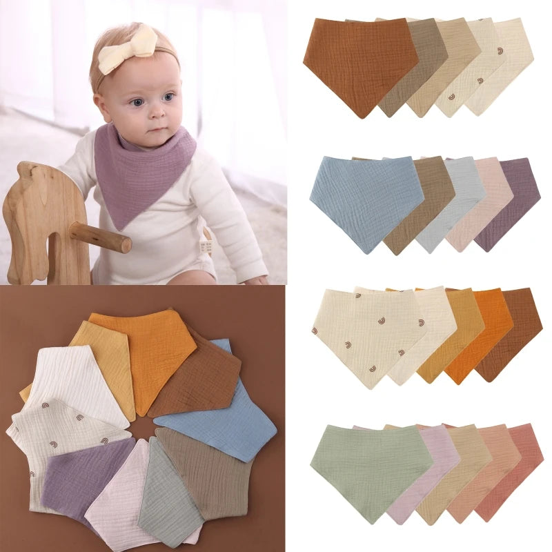 Soft Cotton Triangle Scarf Solid Color Snap Button Bib Baby Feeding Drool Saliva Towel Bandana Burp Cloth Baby Stuff