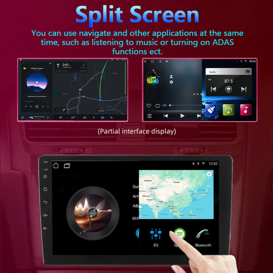 9/10 inch 2ID Universal Car Radio CarPlay Android 12 Auto radio  WIFI GPS Bluetooth Audio Multimedia Video Player For HYUNDA KIA