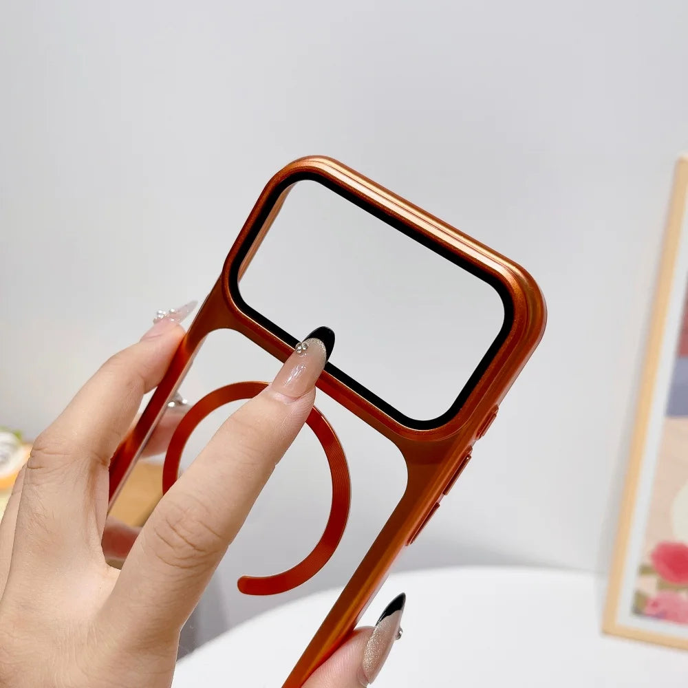 Luxury Lens Protect Stand Holder Bracke Clear Phone Case For iPhone 17 Pro Max 17 Pro Large Window Shockproof Armor Bumper Cover