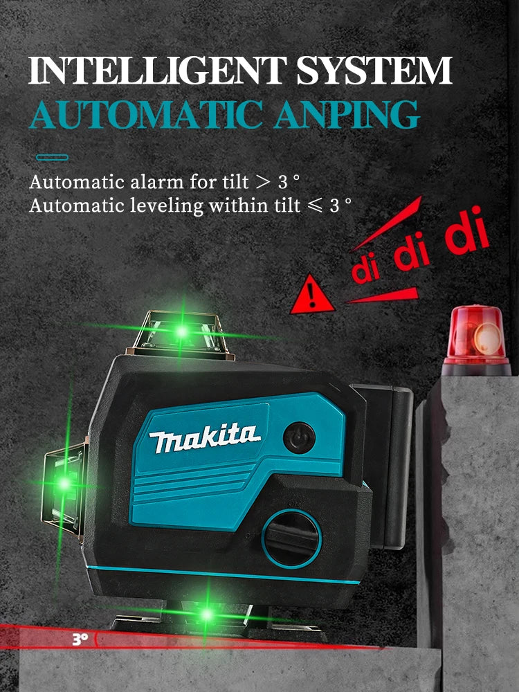 Makita 3D/4D Laser Level 12/16 Lines Horizontal And Vertical With Remote Control 8 Lines 360°Self-leveling Laser Levels Tools