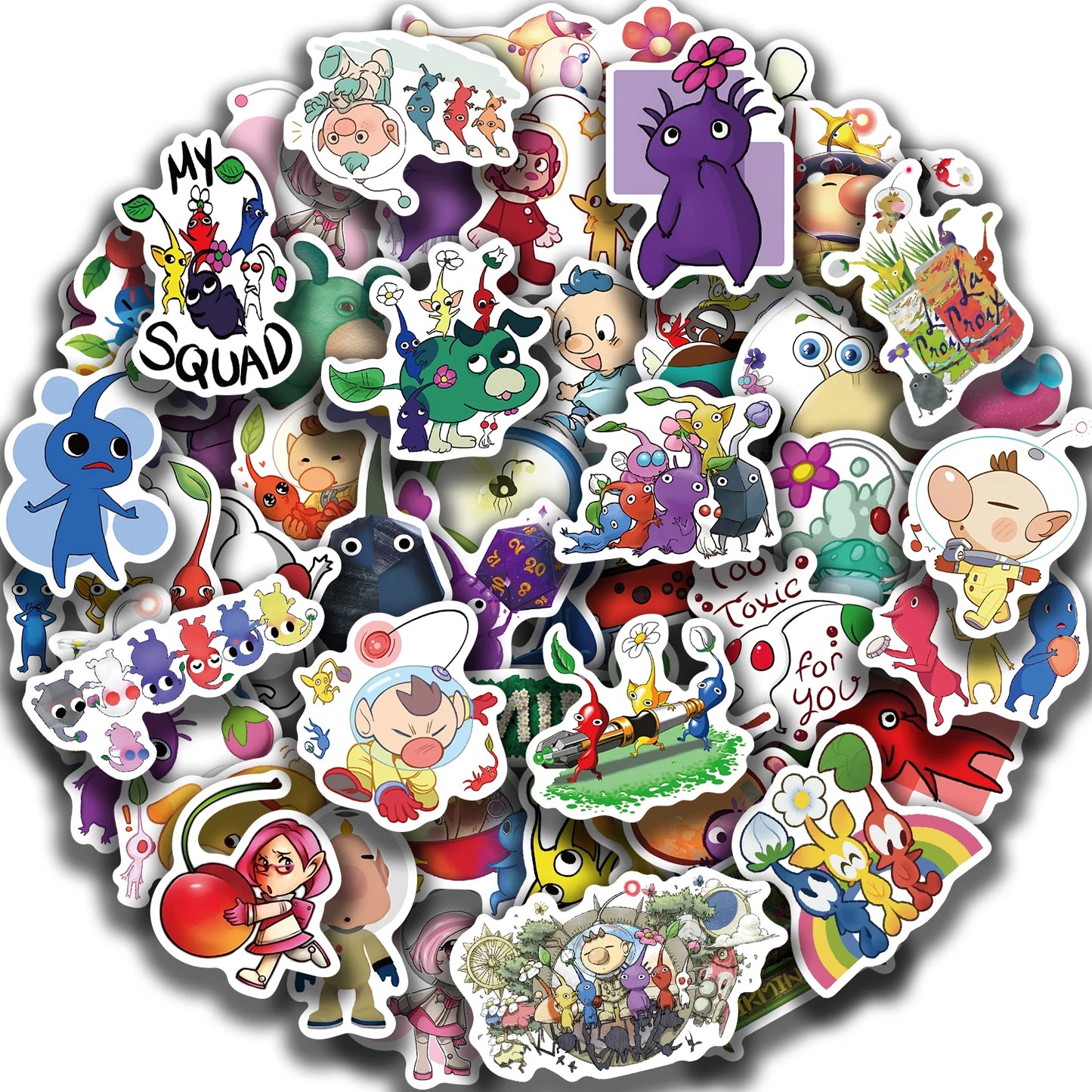 50pcs Cute Cartoon Pikmin Game Stickers for Kids Toys Waterproof Graffiti Laptop Skateboard Car Cool Anime Stickers Decals