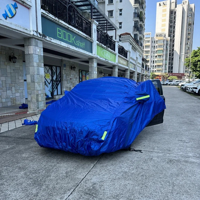 Blue Car Cover Full Exterior Universal SUV/Sedan Full Outdoor Waterproof Sun Rain Snow Protection UV Car Zipper Design