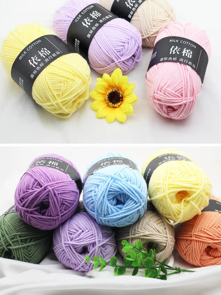 Baby Line 4 Strands Milk Cotton Line Soft And Light Skin Combed Fine Cotton Line Baby Line Crochet Shoes Doll Scarf Yarn