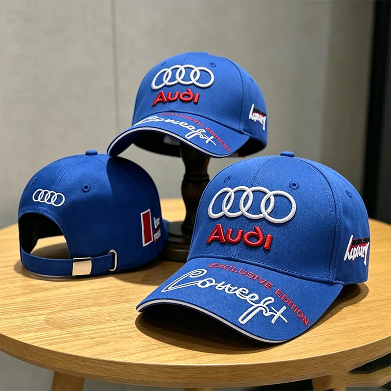Car Embroidery Hat  For Audi SLine A4 B8 A3 A5 A6 C5 A1 A7 A8 Q5Q7 RS3 RS4 RS5 TT Outdoor Adjustable Casual Baseball Cap Sticker