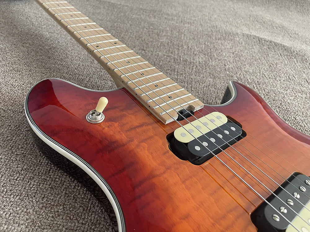 Electric Guitar with Zebra Pickups, Tremolo Bridge, Sunburst  color,High Quality, can be customized,In Stock, Fast Shipping