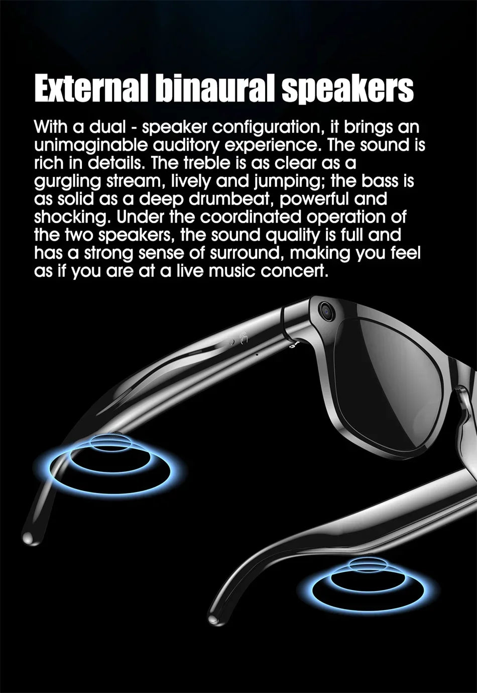 4K HD AI Smart Glasses With Camera Bluetooth Call Camera Chat GPT 260Mah Battery Assistant Control Waterproof Smart Glasses