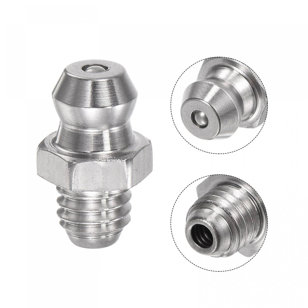 10/20PCS Grease Gun Coupler Steel Connector Fittings Grease Nipple M6 Straight Hydraulic Car Filling Tools Grease Fitting Nipple