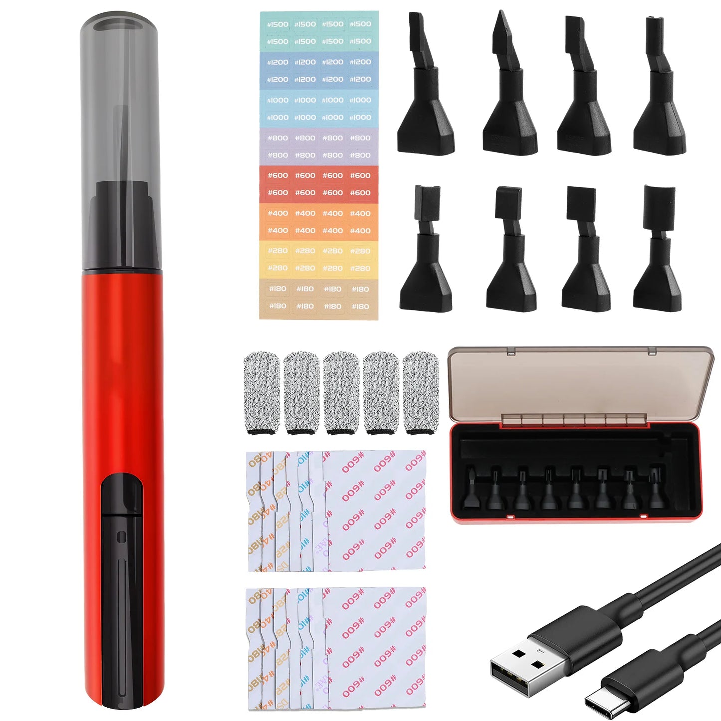 Electric Sanding Pen USB Rechargeable Mini Reciprocating Sander 3 Gears Adjustable Detail Sander for Grinding Polishing Surfaces