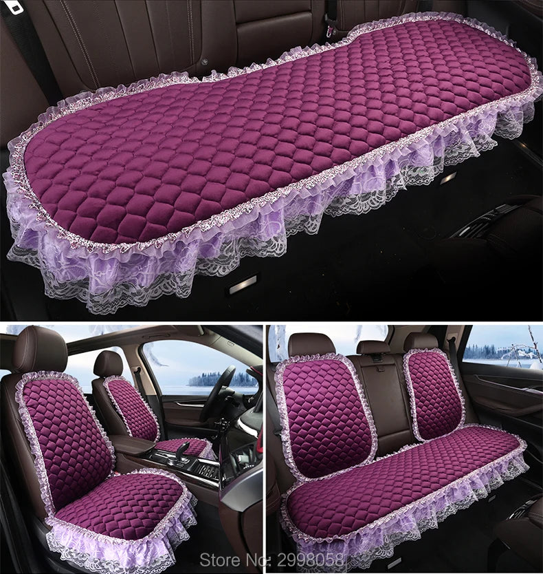 Winter Warm Plush Car Seat Cover Velvet Lace Seat Cushion Pad Auto Chair Car Seat Protector For Lady Girl Women