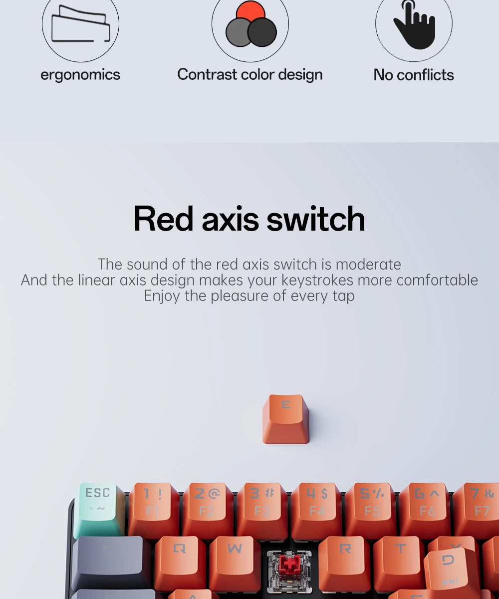MUCAI 61 key mechanical keyboard red switch RGB backlight hot swappable compact and practical designed for gaming and typing