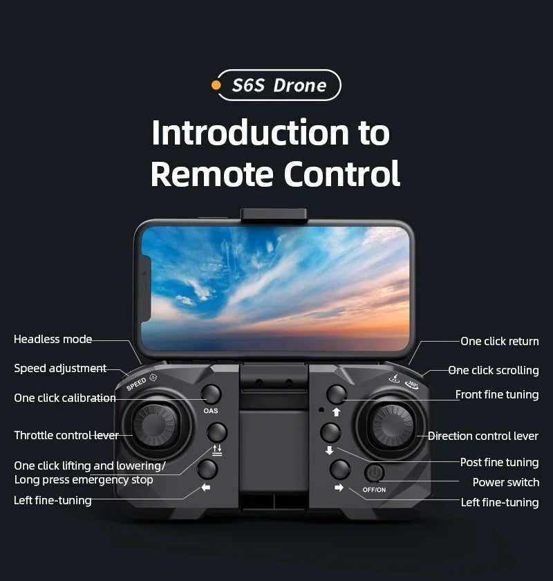 Hot Shark Drone S6S Brushless Professional 8K HD Camera WIFI FPV Obstacle Avoidance Optical Flow RC Foldable Quadcopter Toys