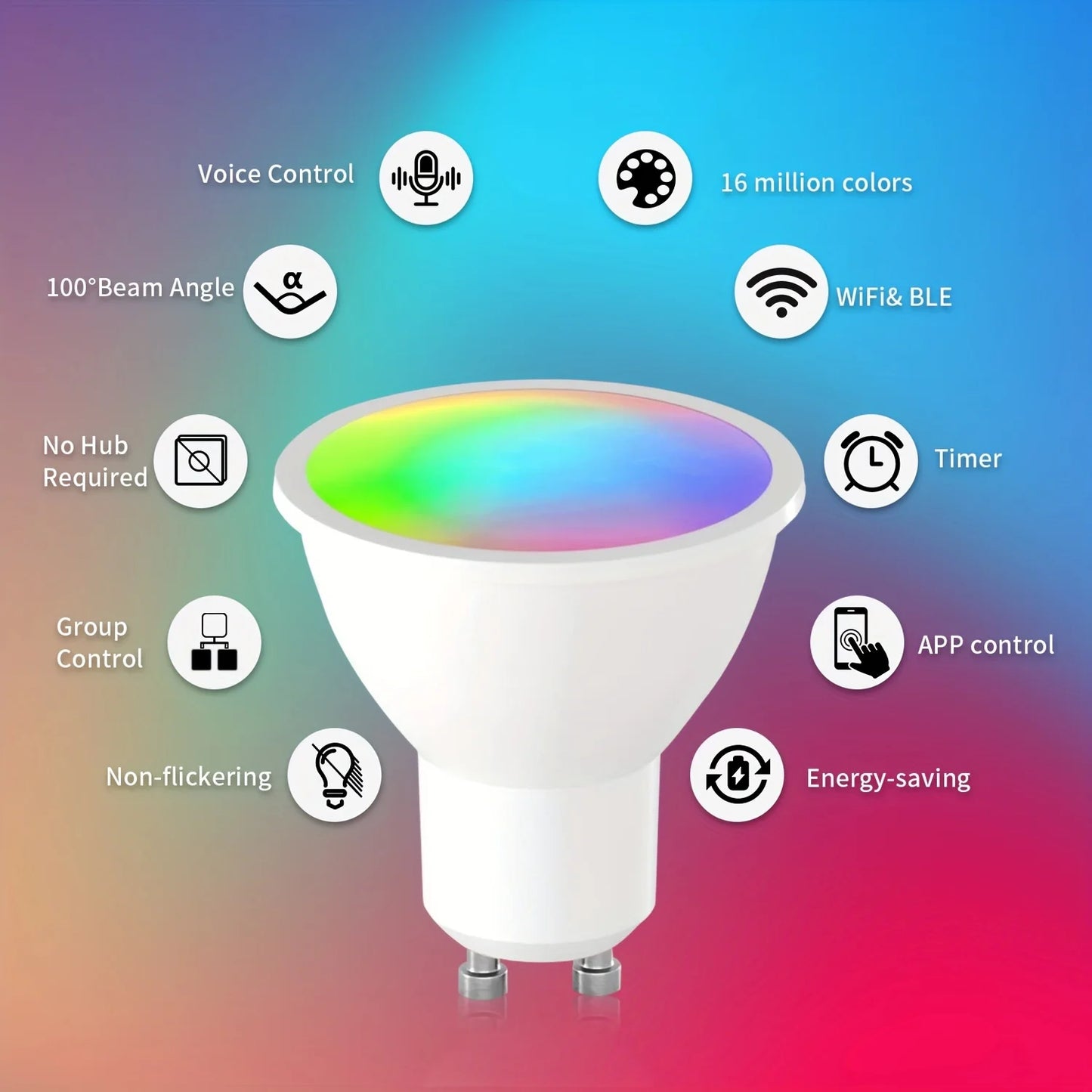 Tuya GU10 WiFi Bluetooth Smart LED Bulb 5W RGB 220V 110V LED Light APP Remote Control Dimmable Lamp Alexa Google Home Assistant