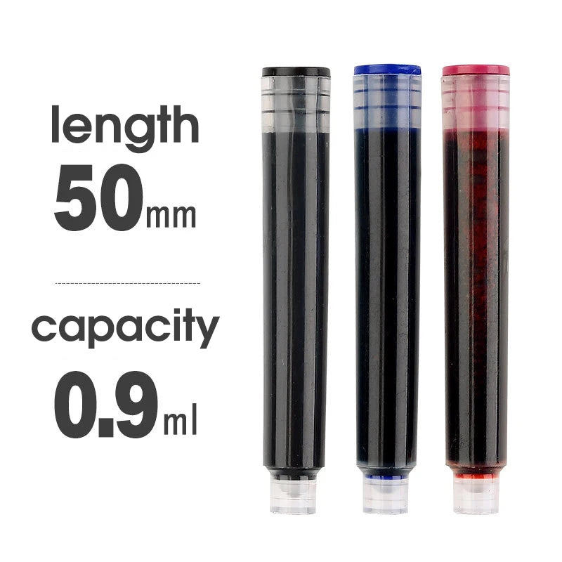 50pcs Fountain Pen Ink Cartridge Refills Bottle 4 Color Disposable Dia 3.4mm 2.6mm  School Office Stationery Supplies CW-159