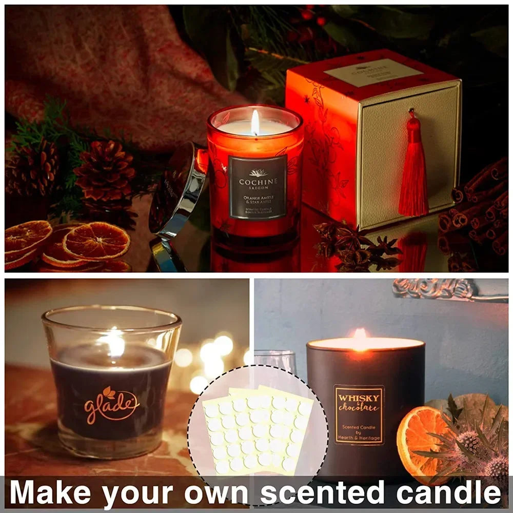 100/200/300/400PCS For Candles Candle Wick Stickers High Temperature Resistant Double-sided Stickers Wax Fixed Candle DIY Making
