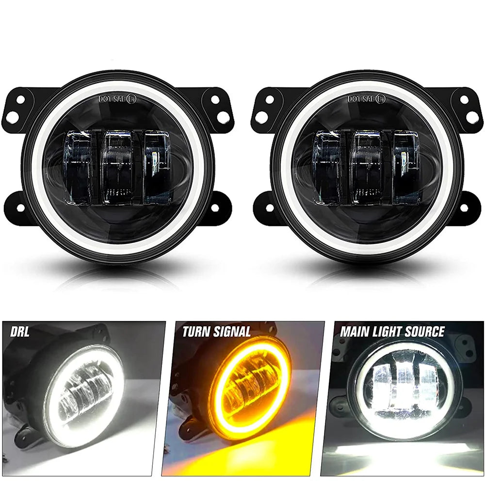 1pair 4 Inch LED Fog Lights DRL for Jeep Wrangler JK Unlimited JKu Dodge 40W White CREE LED Chip Off Road Driving Fog Lamp