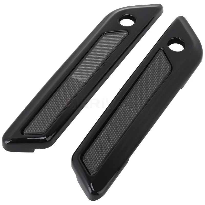 Motorcycle Black Hard Saddlebag Latch Cover Smoke Reflectors For Harley Touring Road King Road Glide Street Glide 2014-up