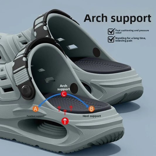 Arch support, anti slip, soft sole, wear-resistant cool slippers for wearing, thick sole breathable odor proof summer hole shoes