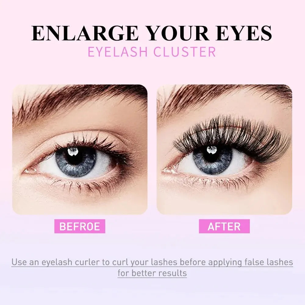 288 Pcs Cluster Lashes C Curl Individual Mega Lash Clusters False Eyelashes Extension Natural Look Reusable Glue Bonded Black Su