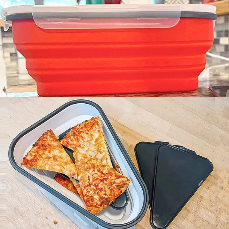 Food Grade Silicone Folding Pizza Box Reusable Triangle For Pizza Packing Box Take Away Box