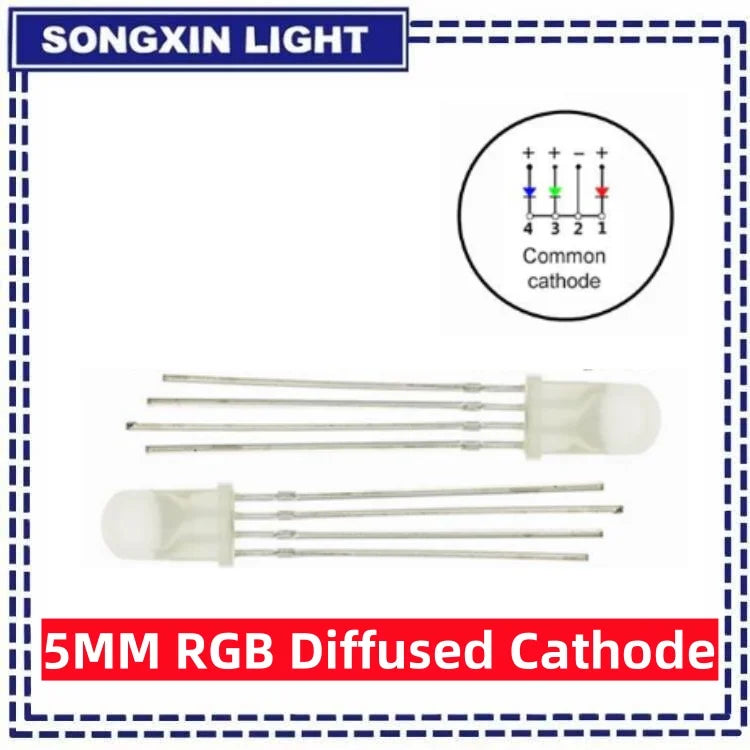 SONGXIN 100pcs 5mm RGB LED Common Cathode / Common Anode Tri-Color Emitting Diodes f5 RGB Diffused / Transparent Highlight