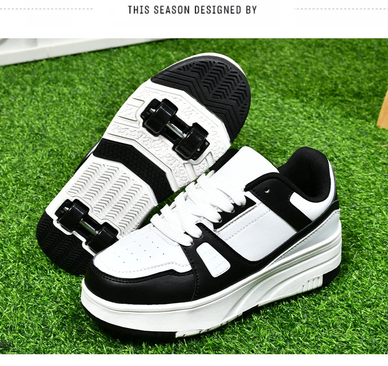 Children's Roller Skate Shoes Student Inline Skating Shoes grils 4-Wheel Deformation Boy's Skating Shoes