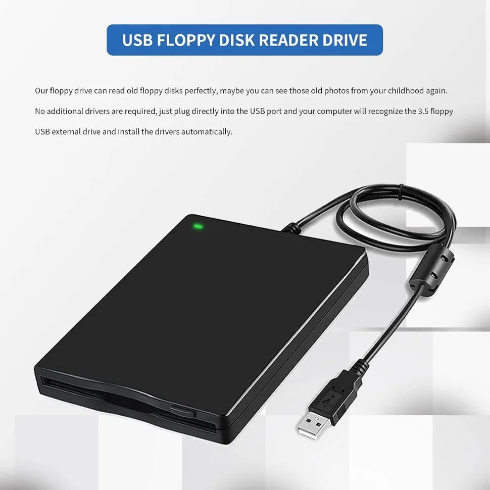 External USB Floppy Disc Drive, 3.5 inch 1.44 MB FDD, Floppy Disk Reader Floppy Disk Reader for PC Laptop Windows 11/10/8/7/XP