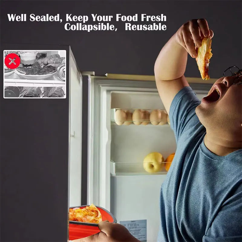 Food Grade Silicone Folding Pizza Box Reusable Triangle For Pizza Packing Box Take Away Box