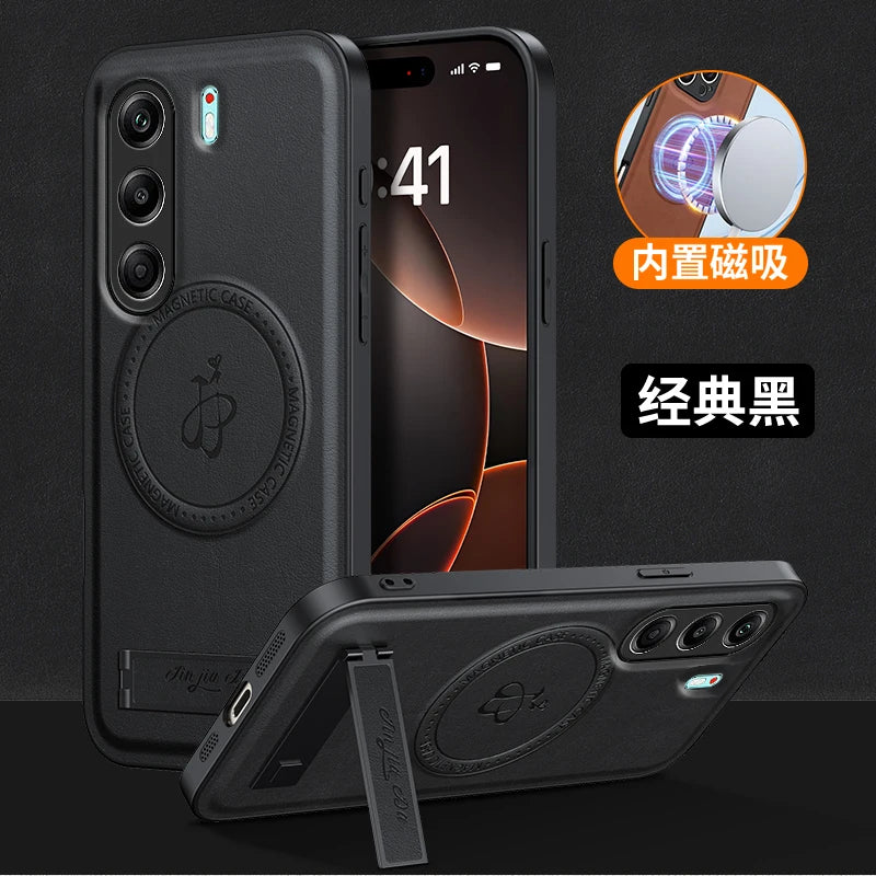 For Tecno Camon 40 Pro 4G 5G Magnetic Wireless Charging Leather Phone Case Shockproof Silicone Lens Protect Cover Cases Bracket