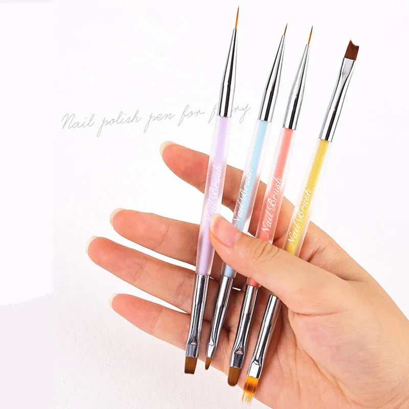 Double Head Crystal Handle Nail Brush Liner Brush Painting Pen Gel Brush Crystal Nail Art Manicure